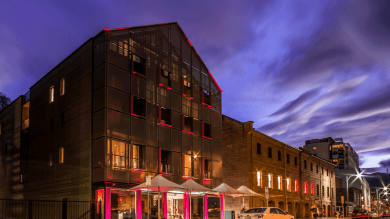 salamanca wharf hotel at night